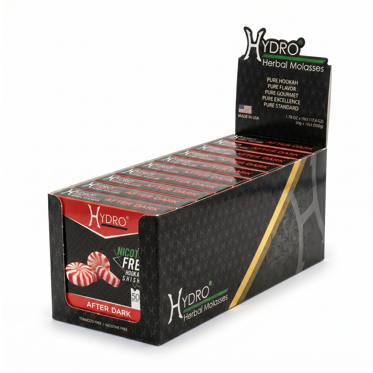 Hydro NIC-FREE Molasses 500g Display (10 X 50g Pack)